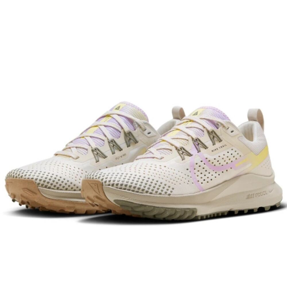 NIKE React Pegasus Trail 4 Women's Size 8.5 Flywire Light Purple Yellow Workout